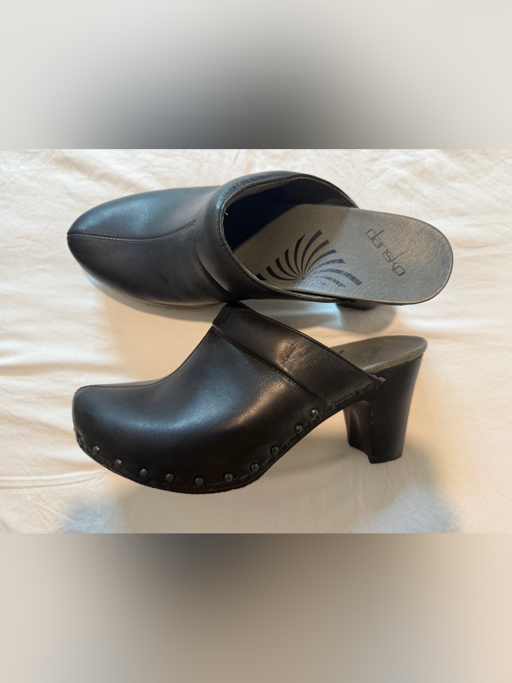 Dansko Black Leather Heeled Slip-On Mules - Picture 5 of 7